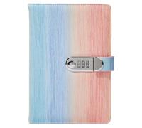 PU Leather Password Notebook, A5 Gradient Lockable Journal, Personal Diary with Lock(Pink)