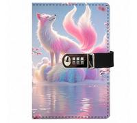 PU Leather Password Notebook, A5 Journal with Combination Lock, Personal Diary with Lock(Nine-Tailed Fox)