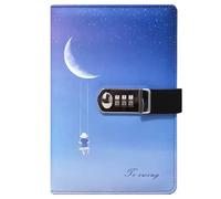 PU Leather Password Notebook, A5 Journal with Combination Lock, Personal Diary with Lock(Swing)