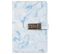 PU Leather Password Notebook, A5 Marble Texture Lockable Diary with 360 Pages, Journal with Combination Lock(Blue)