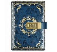 PU Leather Password Notebook, A5 Retro Lockable Diary with 300 Pages, Vintage Journal with Combination Lock(Blue)