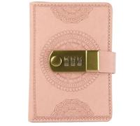 PU Leather Password Notebook, A7 Mandala Lockable Diary with 300 Pages, Vintage Journal with Combination Lock(Pink)