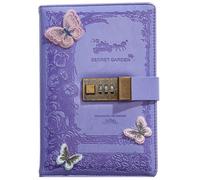 PU Leather Password Notebook, B6 Butterfly Lockable Diary with 320 Pages, Journal with Combination Lock(Purple)