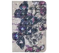 PU Leather Wallet Custodia per Galaxy Tab A 8.0,Bestcatgift [3D Relief Pattern][Wake/Sleep Function][Touch Pen Cover] Smart Flip Cover per Galaxy Tab A 8.0 Inch SM-T350 SM-T355 2015 - Black Butterfly