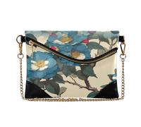 PU Pelle Pochette Borse per le Donne Elegante Borsa Da Polso per Lady -e-style Giapponese Camelia Ciano Blu Bolso de noche para mujer