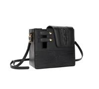 PU Rettili in rilievo Design Porta Bottiglia D'acqua Cinghia Regolabile Moda Cup Holder BagFor Outdoor Escursionismo Palestra Sport, Nero , 24x21x10cm