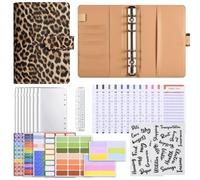 PU Soft Budget Binder Planner Borsa portaoggetti colorata for manuale di risparmio con 12 tasche A6 a 6 fori per Il Controllo del Budget(Brown)