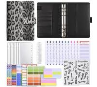 PU Soft Budget Binder Planner Borsa portaoggetti colorata for manuale di risparmio con 12 tasche A6 a 6 fori per Il Controllo del Budget(Black)