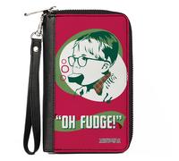 PU Zip Around Wallet Rectangle A Christmas Story Ralphie OH FUDGE Soap Pose Red