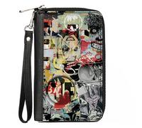 PU Zip Around Wallet Rectangle Batman and Gotham City Villains Torn Faces Graffi