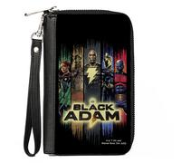 PU Zip Around Wallet Rectangle Black Adam and Justice Society Group Pose with Lo