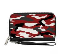 PU Zip Around Wallet Rectangle Camo Red Black Gray White