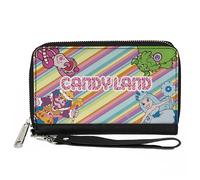 PU Zip Around Wallet Rectangle CANDY LAND Characters and Title Logo Stripe Multi