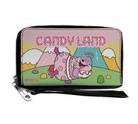PU Zip Around Wallet Rectangle Candy Land Jolly Laughing Pose and Gum Drop Mount