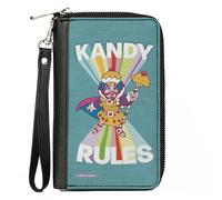 PU Zip Around Wallet Rectangle Candy Land KANDY RULES King Kandy Pose Teal/Multi