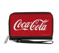 PU Zip Around Wallet Rectangle COCA-COLA Coke Script Logo Centered Red/White