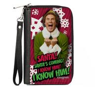 PU Zip Around Wallet Rectangle Elf Buddy the Elf SANTA I KNOW HIM Pose Snowfla