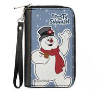 PU Zip Around Wallet Rectangle FROSTY THE SNOWMAN Waving Pose Blue/White