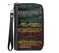 PU Zip Around Wallet Rectangle GRYFFINDOR & HUFFLEPUFF Burnt Banners