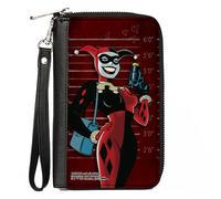 PU Zip Around Wallet Rectangle Harley Quinn Mad Love Knock Pose/Lineup Reds