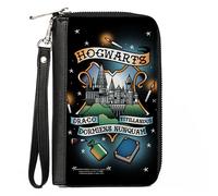 PU Zip Around Wallet Rectangle Harry Potter HOGWARTS Motto Tattoo Black