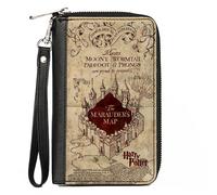PU Zip Around Wallet Rectangle Hogwarts School THE MARAUDER'S MAP Tan/Reds