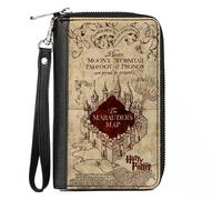 PU Zip Around Wallet Rectangle Hogwarts School THE MARAUDER'S MAP Tan/Reds