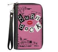 PU Zip Around Wallet Rectangle Mean Girls BURN BOOK Cover Doodles Pink