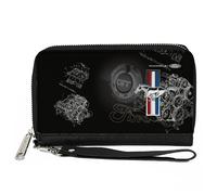 PU Zip Around Wallet Rectangle Mustang Tri-Bar Stripe/GT Motor Blueprint