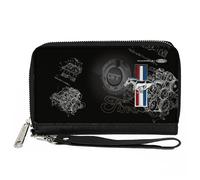 PU Zip Around Wallet Rectangle Mustang Tri-Bar Stripe/GT Motor Blueprint