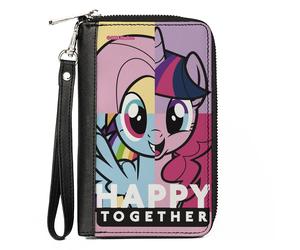 PU Zip Around Wallet Rectangle My Little Pony HAPPY TOGETHER Face Mix Up Blocks