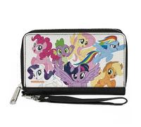 PU Zip Around Wallet Rectangle My Little Pony Mane Six and Spike Action Poses Gr