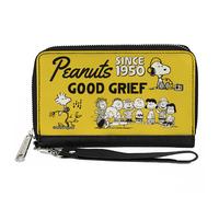PU Zip Around Wallet Rectangle PEANUTS Gang SINCE 1950 GOOD GRIEF Group Pose Yel