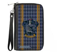 PU Zip Around Wallet Rectangle RAVENCLAW Crest Stripes/Diamonds Blues/Gold