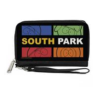 PU Zip Around Wallet Rectangle SOUTH PARK Boys Face Blocks and Text Black/Multi