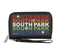 PU Zip Around Wallet Rectangle SOUTH PARK Boys Text Logo Repeat Black/Multi Colo