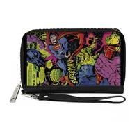 PU Zip Around Wallet Rectangle Superman Last Son of Krypton Scenes Multi Color