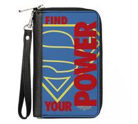PU Zip Around Wallet Rectangle Superman Shield FIND YOUR POWER Blue/Yellow/Red