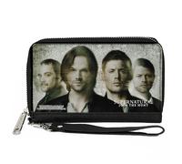 PU Zip Around Wallet Rectangle Supernatural 4-Character Face Blur and Symbols Gr