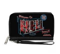 PU Zip Around Wallet Rectangle Supernatural Crowley WELCOME TO HELL Flames Skull