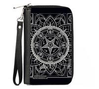 PU Zip Around Wallet Rectangle Supernatural Devil's Trap Symbol CLOSE-UP Black/W