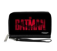 PU Zip Around Wallet Rectangle THE BATMAN Movie Bat Title Weathered Black/Red