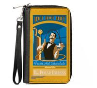 PU Zip Around Wallet Rectangle THE POLAR EXPRESS Hot Chocolate Waiter Yellows/Bl