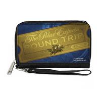 PU Zip Around Wallet Rectangle THE POLAR EXPRESS ROUND TRIP Train Ticket Blues/G