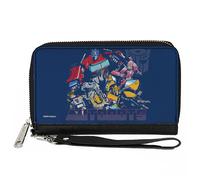 PU Zip Around Wallet Rectangle Transformers AUTOBOTS Group Pose and Text Blues