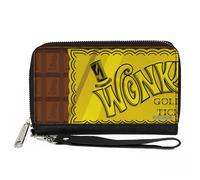 PU Zip Around Wallet Rectangle Willy Wonka and the Chocolate Factory Golden Tick