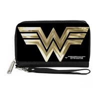 PU Zip Around Wallet Rectangle Wonder Woman 1984 WW Logo Black/Golds