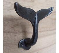 PUAK523 Gancio da parete in ghisa, a forma di coda di balena, decorativo, per appendere cappotti, vestiti, cappelli, espositori