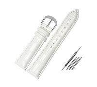 Puasny Cinturino di ricambio in pelle per orologio da donna - Cinturino dal design classico per donna da 12 mm a 20 mm,Bianco Argento,18 millimetri