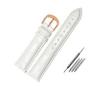 Puasny Cinturino di ricambio in pelle per orologio da donna - Cinturino dal design classico per donna da 12 mm a 20 mm,Oro bianco,18 millimetri